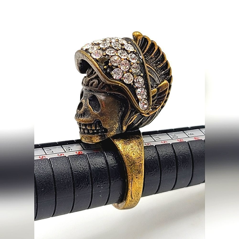 Brass Skull Spartan ring, Steam Punk,biker, goth size 7